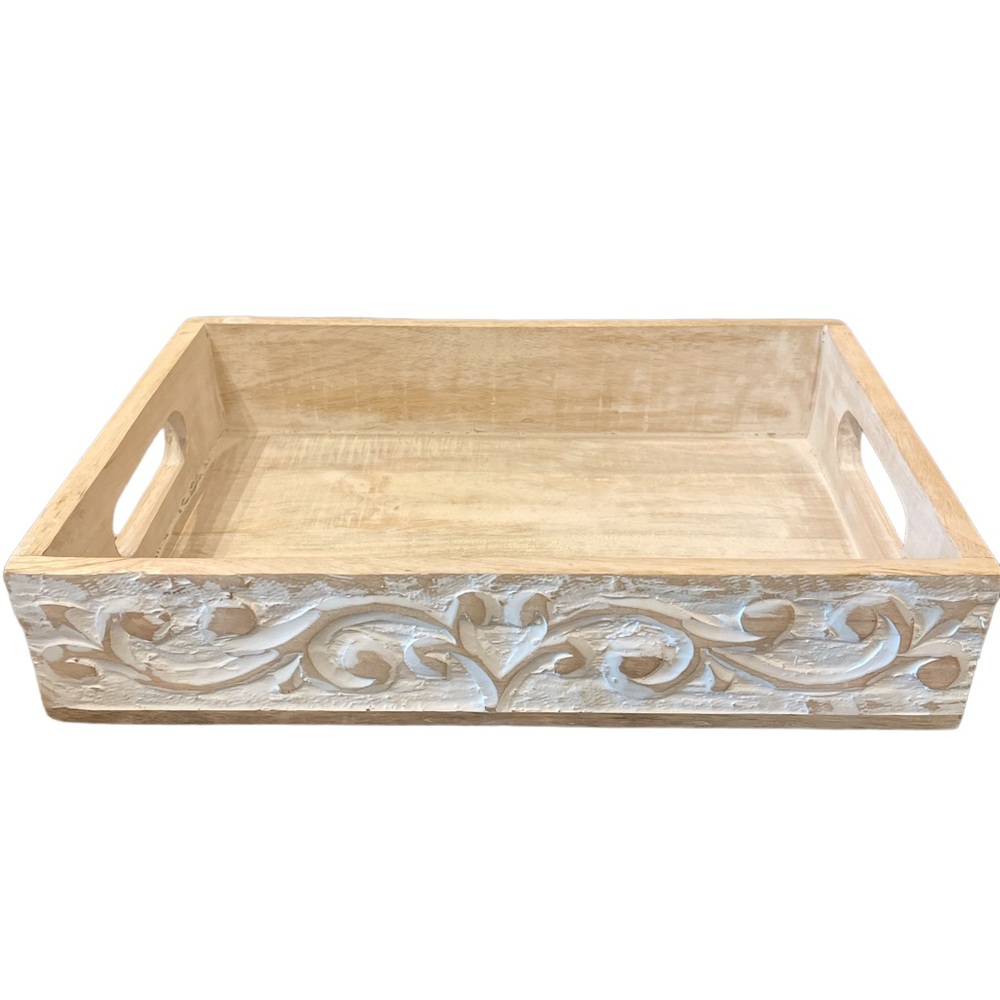 NEW Wood Carved Serving Tray 16” x 11.5”